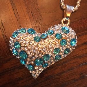Blue and Gold Heart Necklace